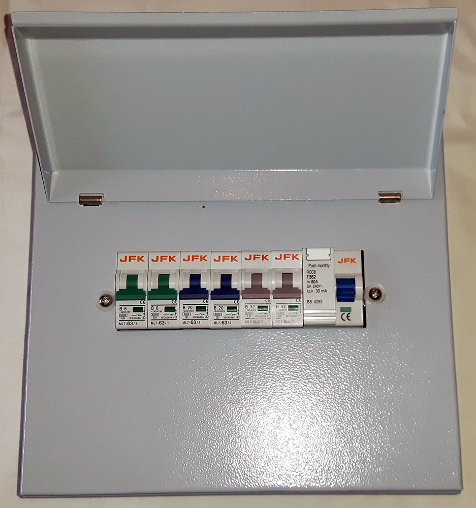 6 Way Metal Consumer Unit + 80Amp 30mA RCCB JFK Electrical