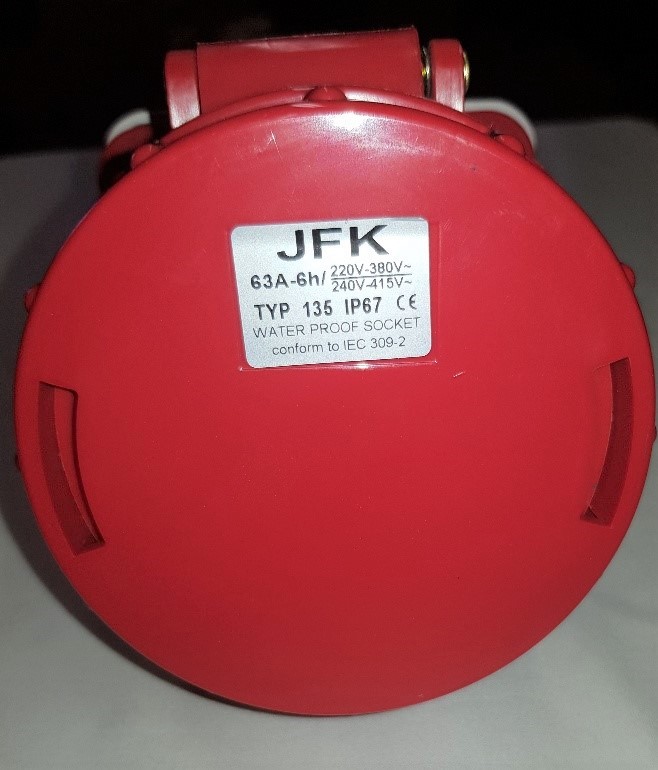 63 Amp 5 Pin 415 Volt Wall Socket JFK Electrical